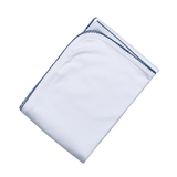 WNP-016 White  Receiving Blanket  Navy Blue Picot Trim 28"x 29".