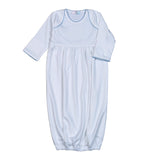 WBP-020 White  Gown Blue Picot Trim. Cut on Chest