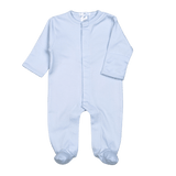 BBP-012 Blue Snap Footie  Blue Picot Trim.