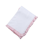 LIL-016 Lily  White and Pink Receiving Blanket 28"x 29".