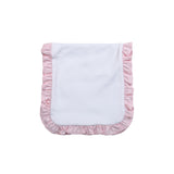 LIL-018 Lily White and Pink Ruffles Burping Pad.