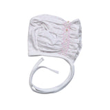 PDS-915 Sally Pink Dots Hand Smocked Pima Bonnet