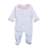 LIL-011 Lily white and pink ruffles footie