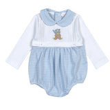 BAS-030 Blue Baseball Bear Hand Embroidered Bubble