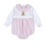 BAS-130 Pink Baseball Bear Hand Embroidered Bubble