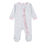 BEL-114 Bella Pink   Floral Pima Zipper Footie