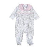 BEL-414 Bella Pink   Floral Hand Smk Footie