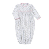 BEL-419 Bella Pink   Floral Hand Smk Gown