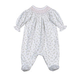 BEL-514 Bella Pink   Floral Hand Smk Bishop Footie