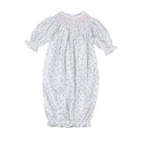 BEL-519 Bella Pink   Floral Hand Smk Bishop Gown