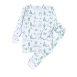 CHT-099 Green Christmas Toile Pima Two Pcs Loungewear
