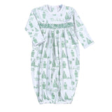 CHT-419 Green Christmas Toile Hand Smk Gown