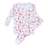 CHT-799 Red Christmas Toile Pima Two Pcs Loungewear
