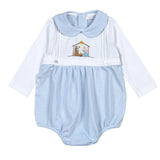 HNI-030 Blue Holly Night Hand Embroidered Bubble