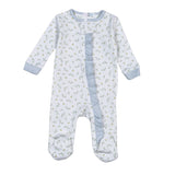 MIA-114 Mia Blue Floral Pima Zipper Footie