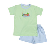 MLD-020 Green Mallard Duck Pima  Applique Short set