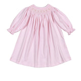 PKS-940 Sally Pink Stripes Hand Smk Pima Bishop Dress
