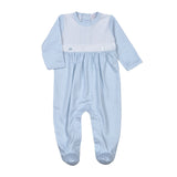 BGG-013 Blue Gingham Two Button footie.