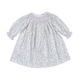 VIV-540 Vivian Floral Pima Hand Smk Bishop Dress