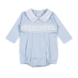 BLS-831 Tim Blue  Hand Smocked Pima Long Sleevs Bubble