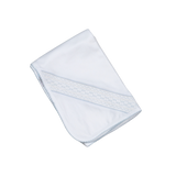 WBS-816 Tim white/Blue Hand Smocked Pima Receiving Blanket