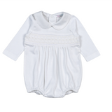 WHS-831 White Hand Smocked Pima Long Sleevs Bubble