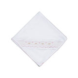 WPS-816 Sally white/pink Hand Smocked Pima Receiving Blanket