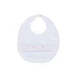 WPS-818 Sally white/pink Hand Smocked Pima Bib