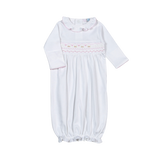 WPS-819 Sally white/pink Hand Smocked Pima Gown