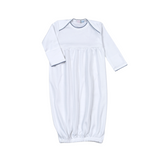WNP-020 White  Gown Navy Blue Picot Trim. Cut on Chest