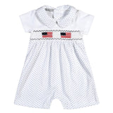 BUS-333 AMERICAN FLAGS HAND SMOCKED PIMA PLAYSUIT