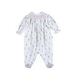 ZOE-514 Zoe Floral Hand Smocked Bishop Footie