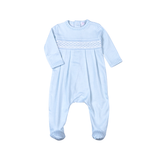 BGG-114 Blue gingham clsssic Pima Hand Smocked Footie