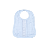 BGG-118 Blue gingham clsssic Pima Hand Smocked BIB