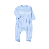 BBB-114 Blue   Pima Hand Smocked Footie