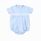 BBB-130 Blue   Pima Hand Smocked Bubble