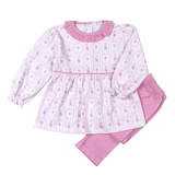 PIB-220 Pink Ballerina Pima scalop collar top set