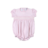PGG-130 Pink gingham clsssic Pima Hand Smocked Bubble