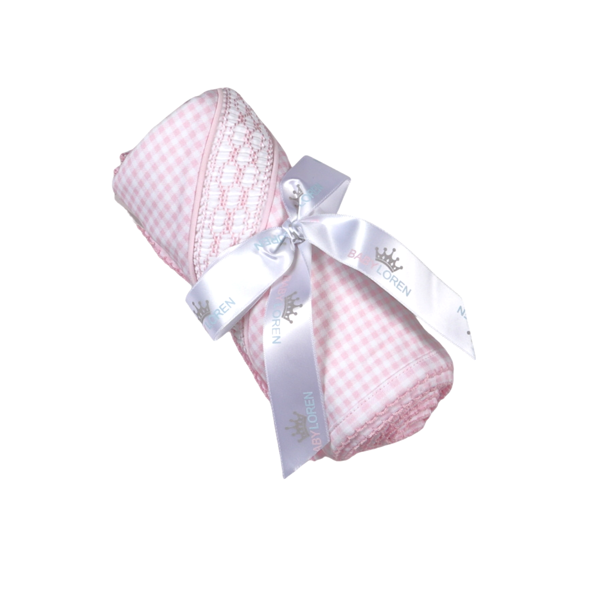 PGG-116 Pink gingham clsssic Pima Hand Smocked Blanket
