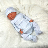 BGG-114 Blue gingham clsssic Pima Hand Smocked Footie