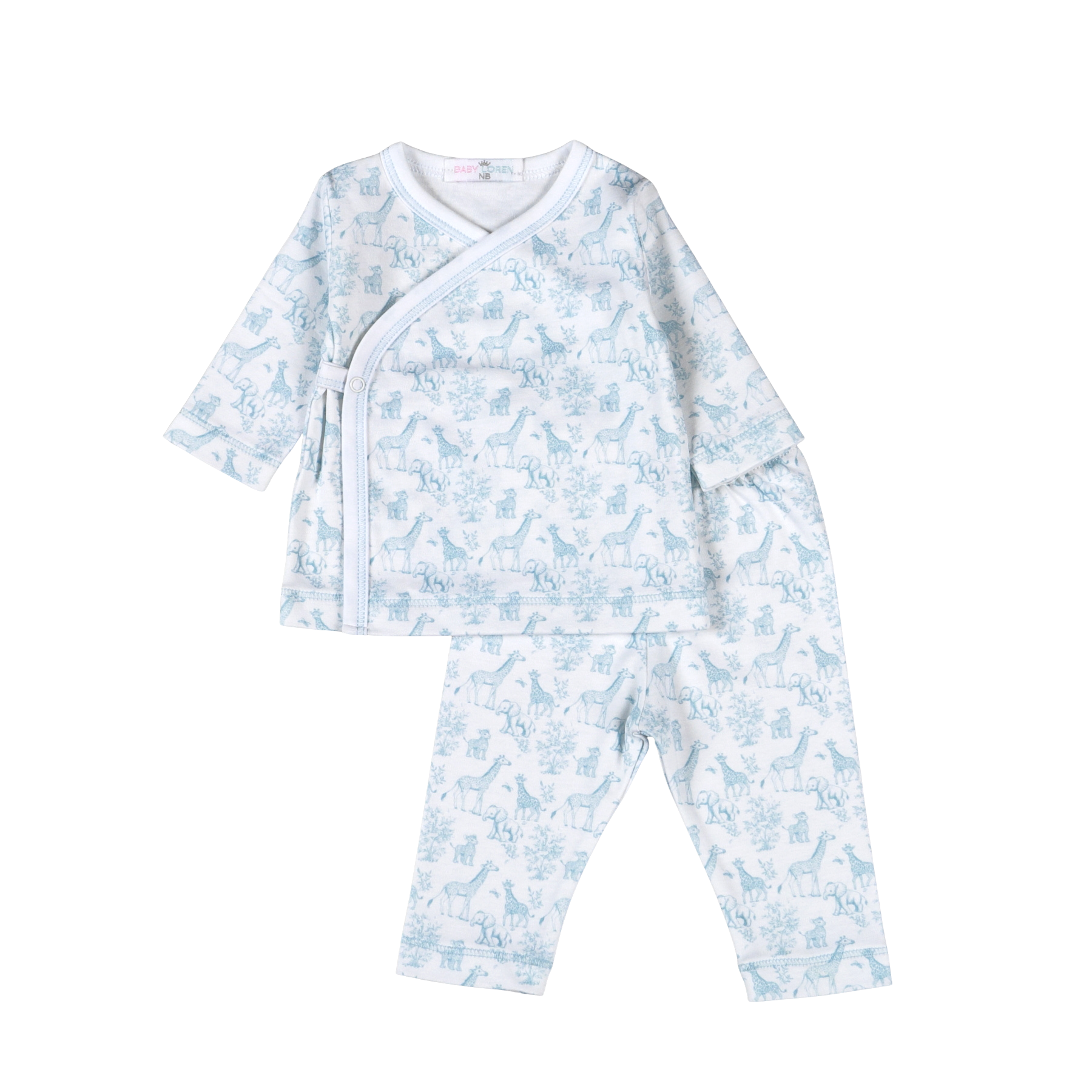 BSF-020 Blue Baby Safari Pima kimono pants set