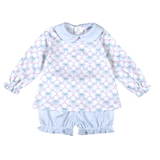 BCQ-232 Blue Coquettes  Pima scalp collar Bloomers set