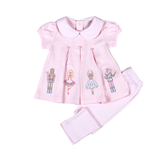 NTK-720 Pink Nutcracker Pima scalop collar top set