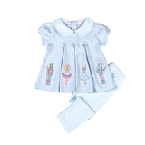 NTK-820 Blue Nutcracker Pima scalop collar top set