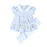RCH-820 Blue Royal and Charm Pima scalop collar top set