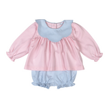 EMM-232 Emma Pink Pima scalop collar bloomers set