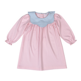 EMM-240 Emma Pink Pima scalop collar Dress