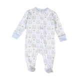 BLUE BUNNIES PIMA ZIPPER FOOTIE