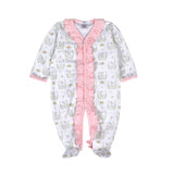 PKU-214 PINK BUNNIES PIMA RUFFLED FOOTIE