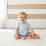 BGG-130 Blue gingham clsssic Pima Hand Smocked Bubble